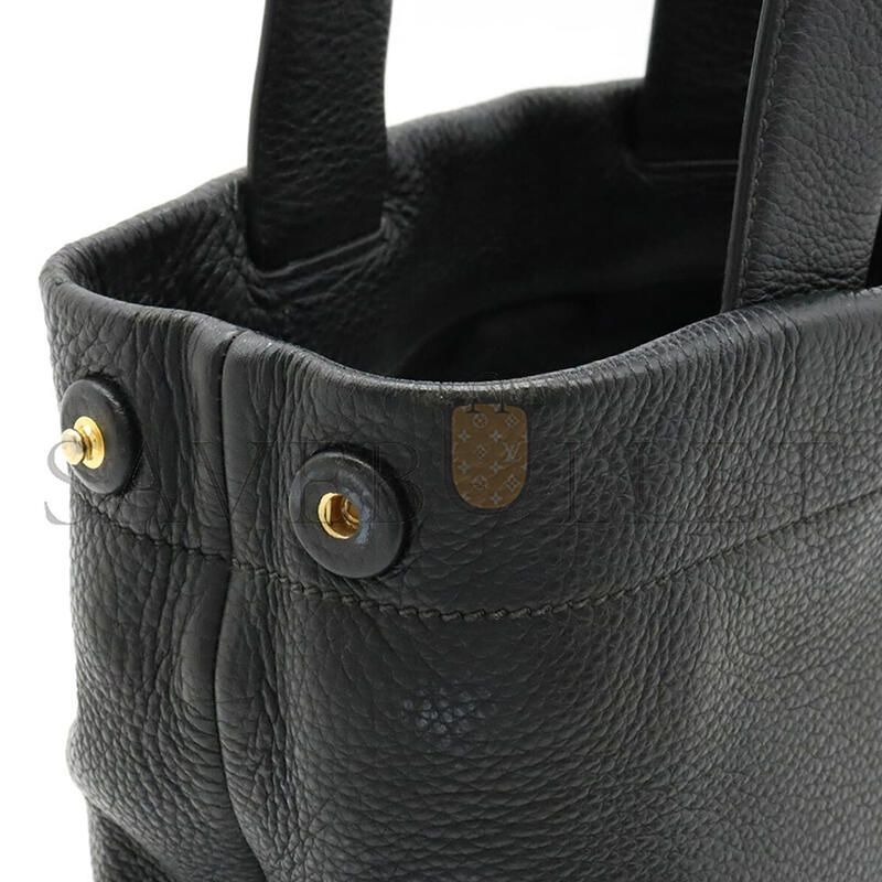 Pra*a perforated small leather tote bag black 1bc384 (32*24*14cm)